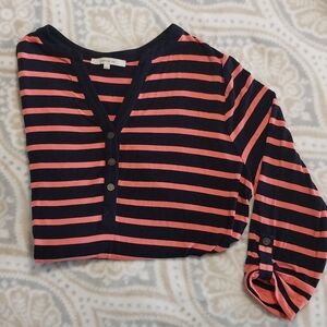 Navy and Coral/Pink 3/4 Sleeve Top by 41 Hawthorne 1X Stretchy and Comfortable